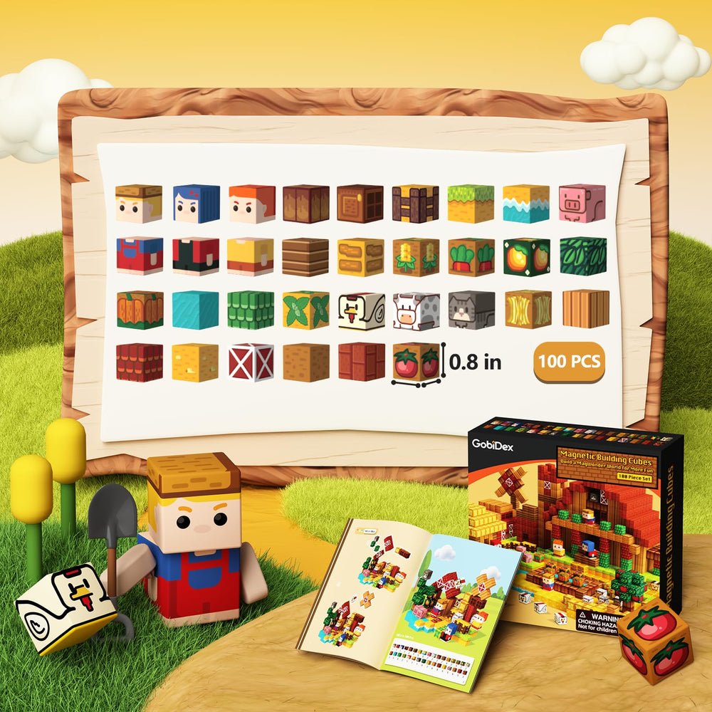 idoot magnetic blocks farm barn scene promotes collaborative group play and construction