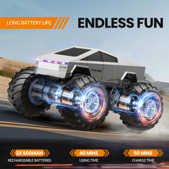 iDrone Cyber RC Truck off-road wheels tackle mud, grass, and sand.