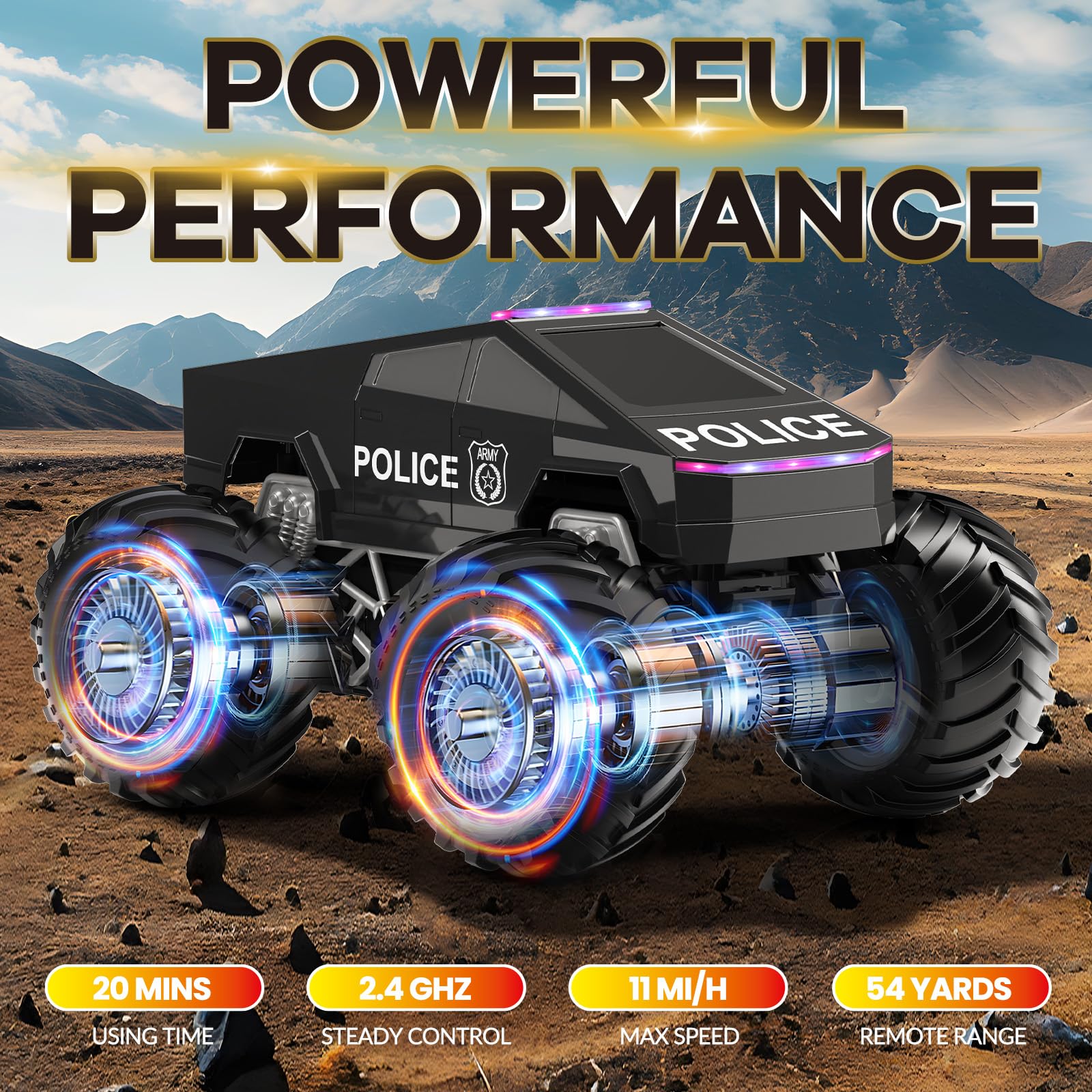 idrone Cyber RC Truck side view showing 4WD amphibious design