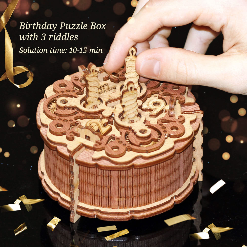 idventure Birthday Cake Puzzle Box customizable age numbers on the cake