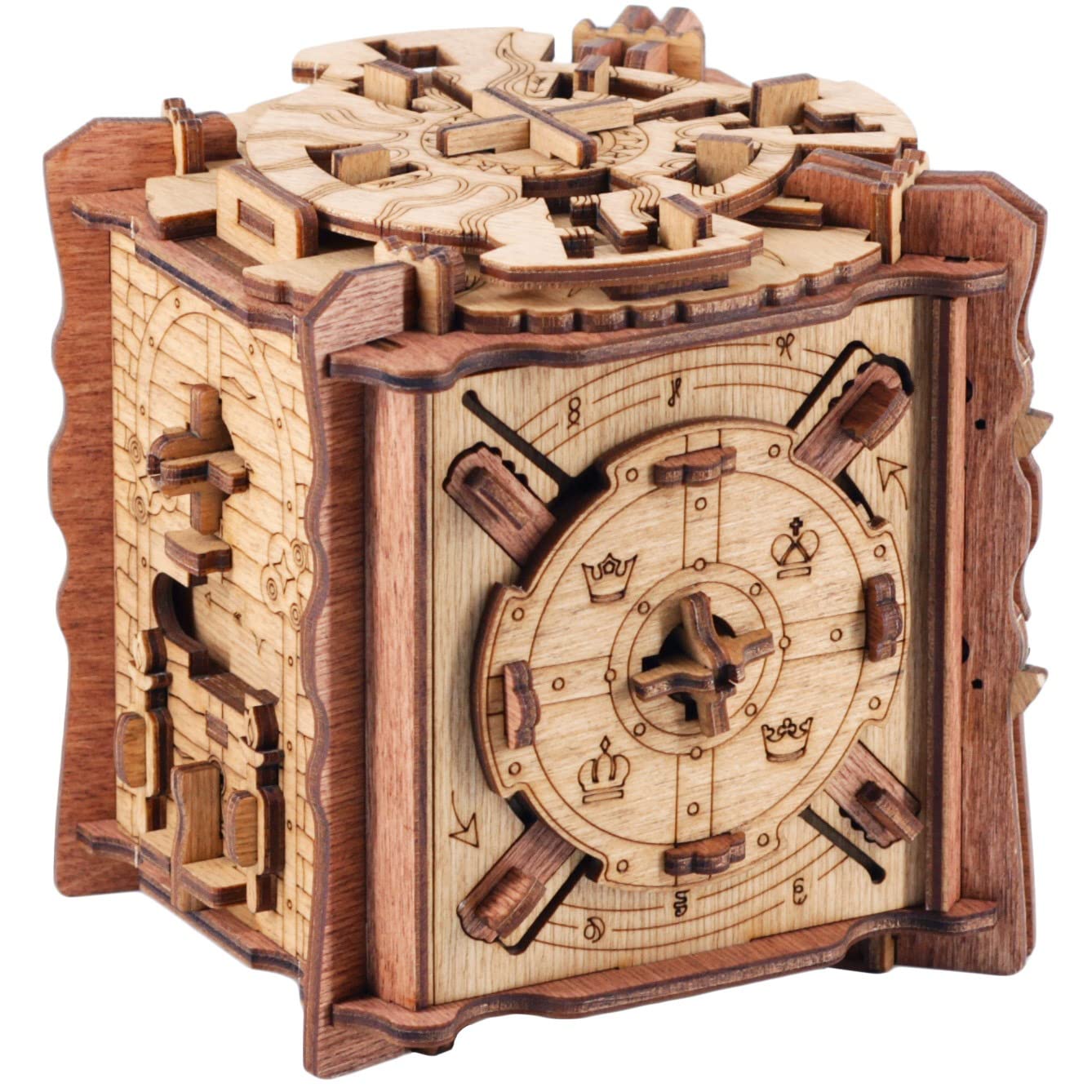 iDventure Cluebox Camelot wooden puzzle box showcases craftsmanship and a brain-teasing journey for two