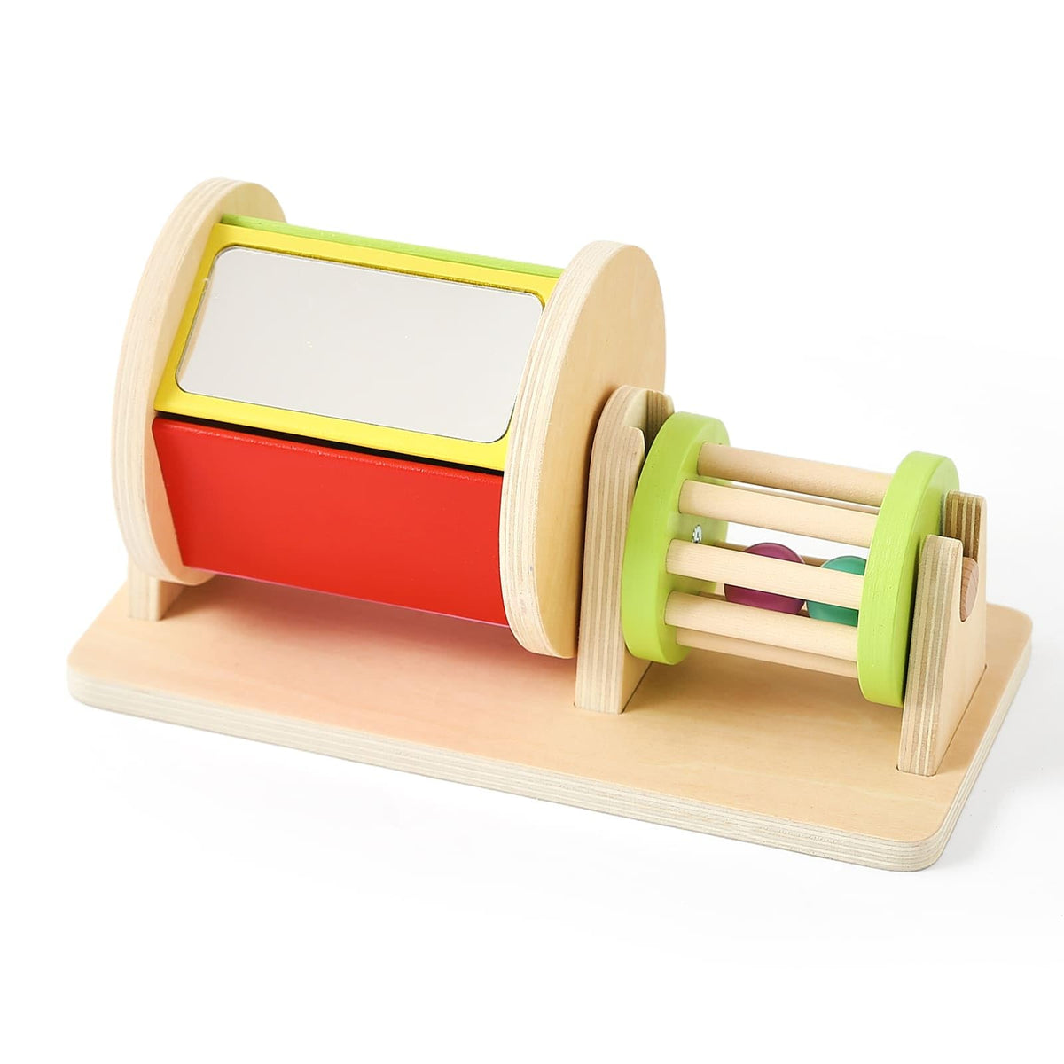 IEATFO 2-in-1 Montessori baby toy spinning drum boosts visual tracking during tummy time.