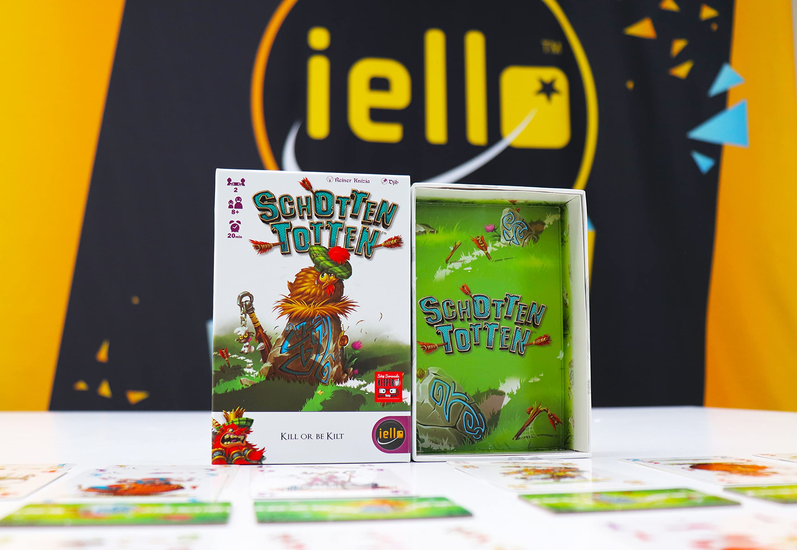 Tabletop setup for a fast, head-to-head match of IELLO Schotten Totten.