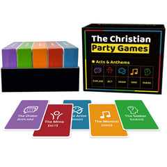 IEYMLRN Acts & Anthems box cover illustrating an all-in-one family game for lively gatherings