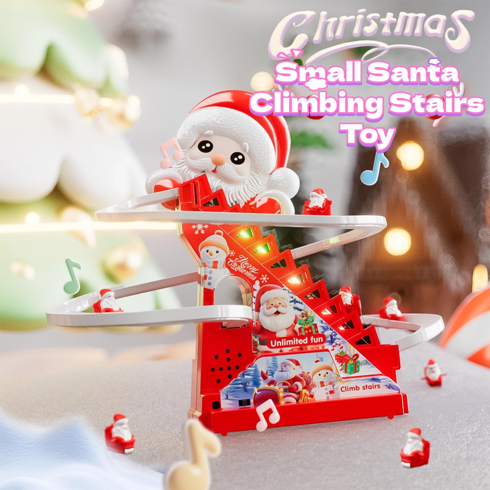 IFASHIHOME Santa roller coaster with flashing lights and cheerful music.