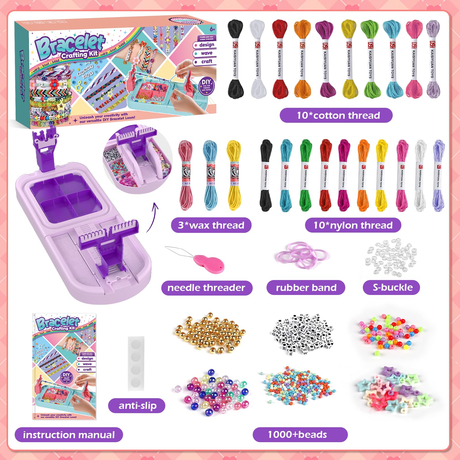 IFLOVE portable bracelet loom helps kids craft anywhere with neat, precise results.