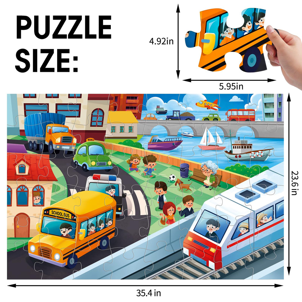 IFLOVE city traffic scene 48-piece puzzle supports hand-eye coordination during family time.