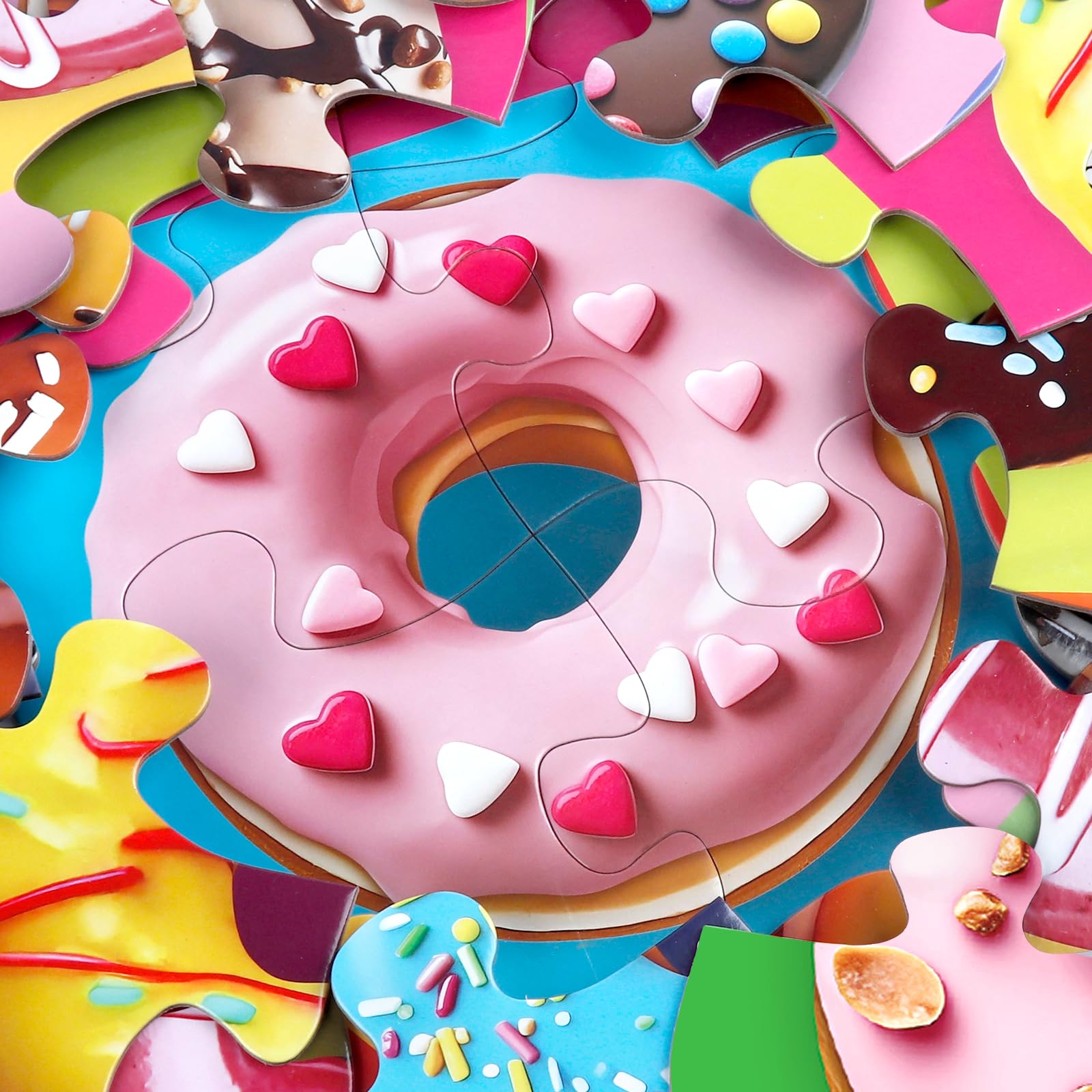 IFLOVE sturdy cardboard donut puzzle provides safe, durable fun for ages three to five.