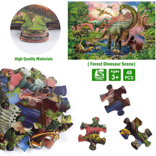 IFLOVE forest dinosaur scene puzzle highlights waterfalls and ferns for curious exploration.