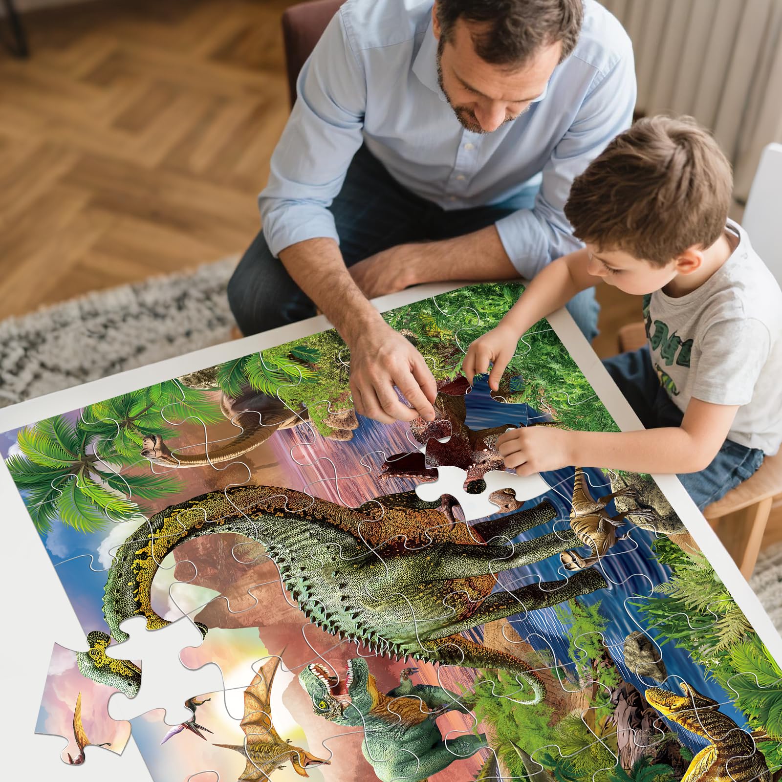 IFLOVE dinosaur puzzle strengthens hand-eye coordination and color perception through interactive teamwork.