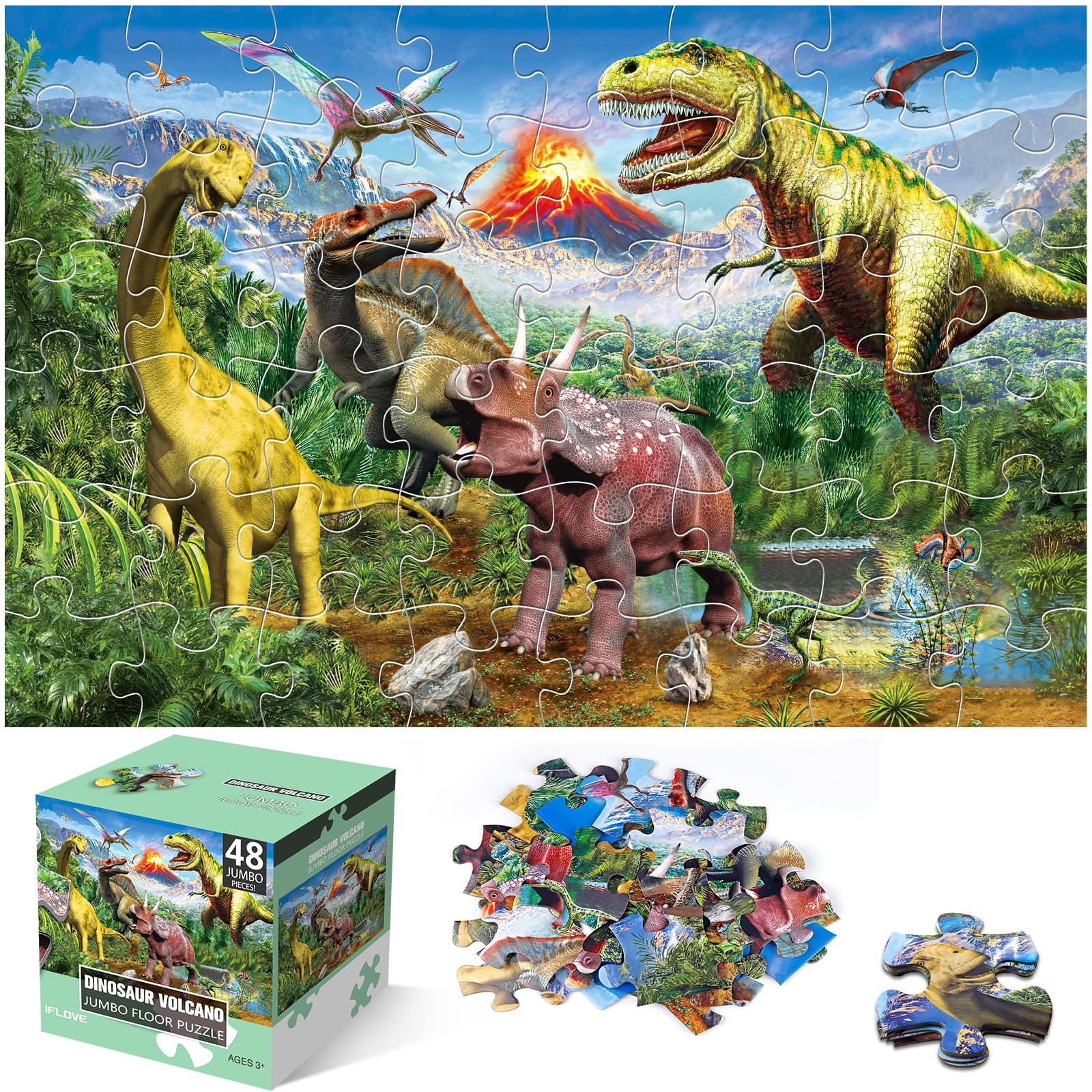 IFLOVE jumbo floor puzzle with 48 pieces for easy grip and engaging playtime.