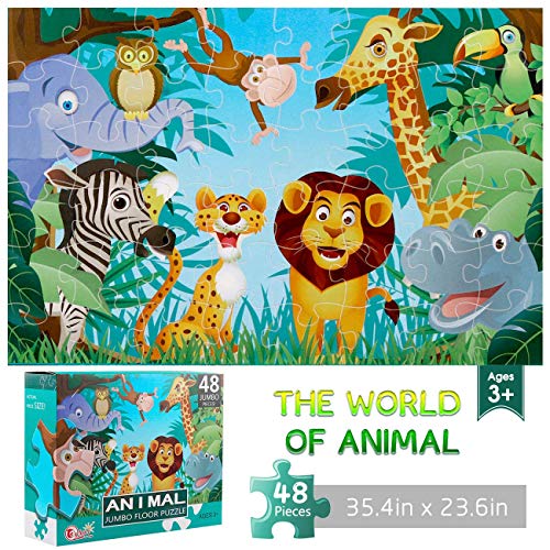 IFLOVE jumbo floor puzzle shows a vivid animal scene to boost cooperative play.