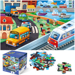 IFLOVE jumbo floor puzzle city transportation shows busy streets for imaginative play.