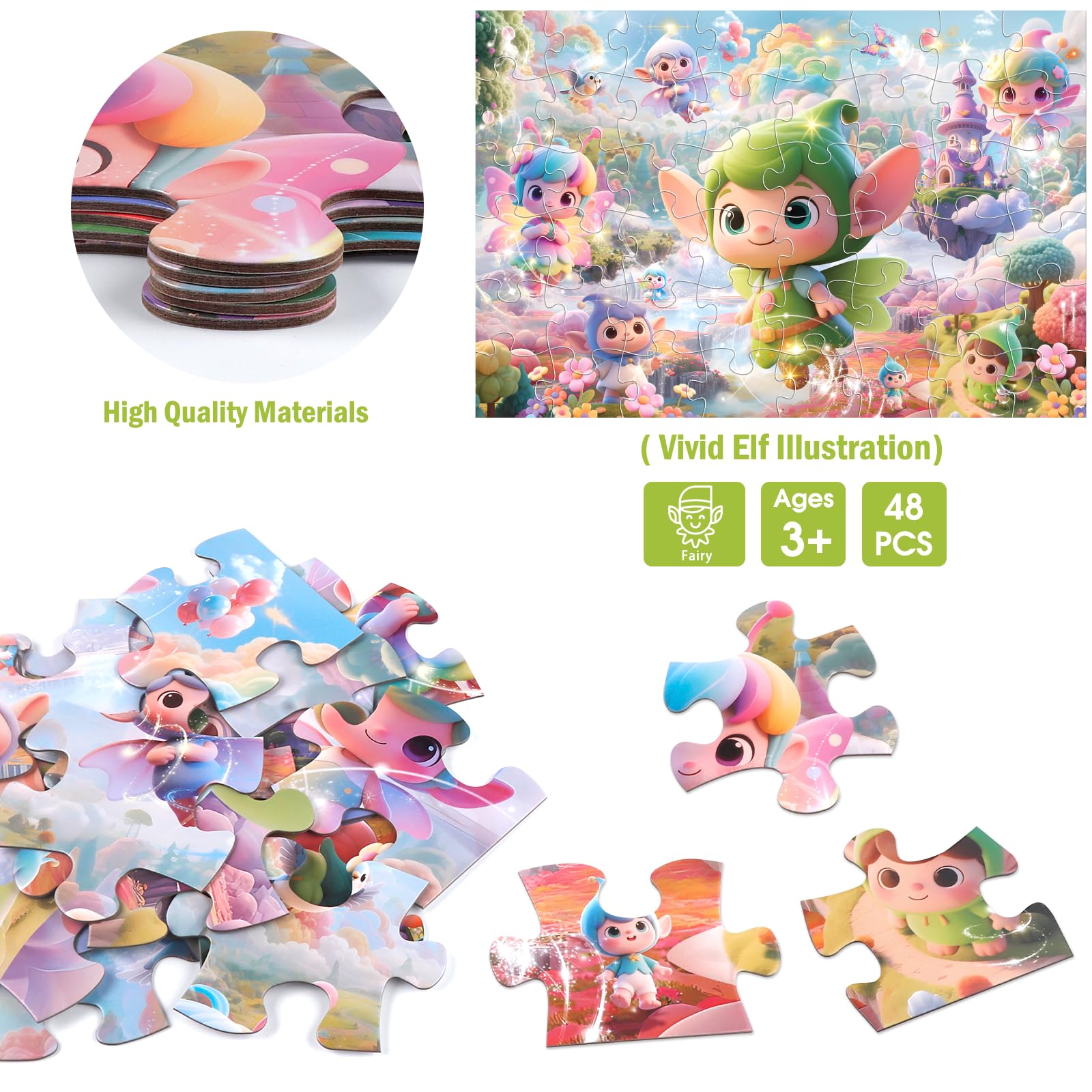 IFLOVE Jumbo Floor Puzzle rainbow-clouds enhances color recognition during assembly