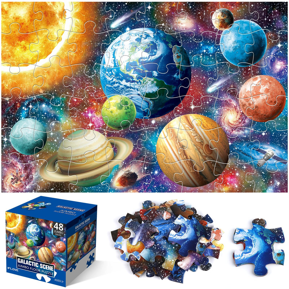 IFLOVE jumbo floor puzzle featuring solar system planets for engaging space learning and fine motor practice