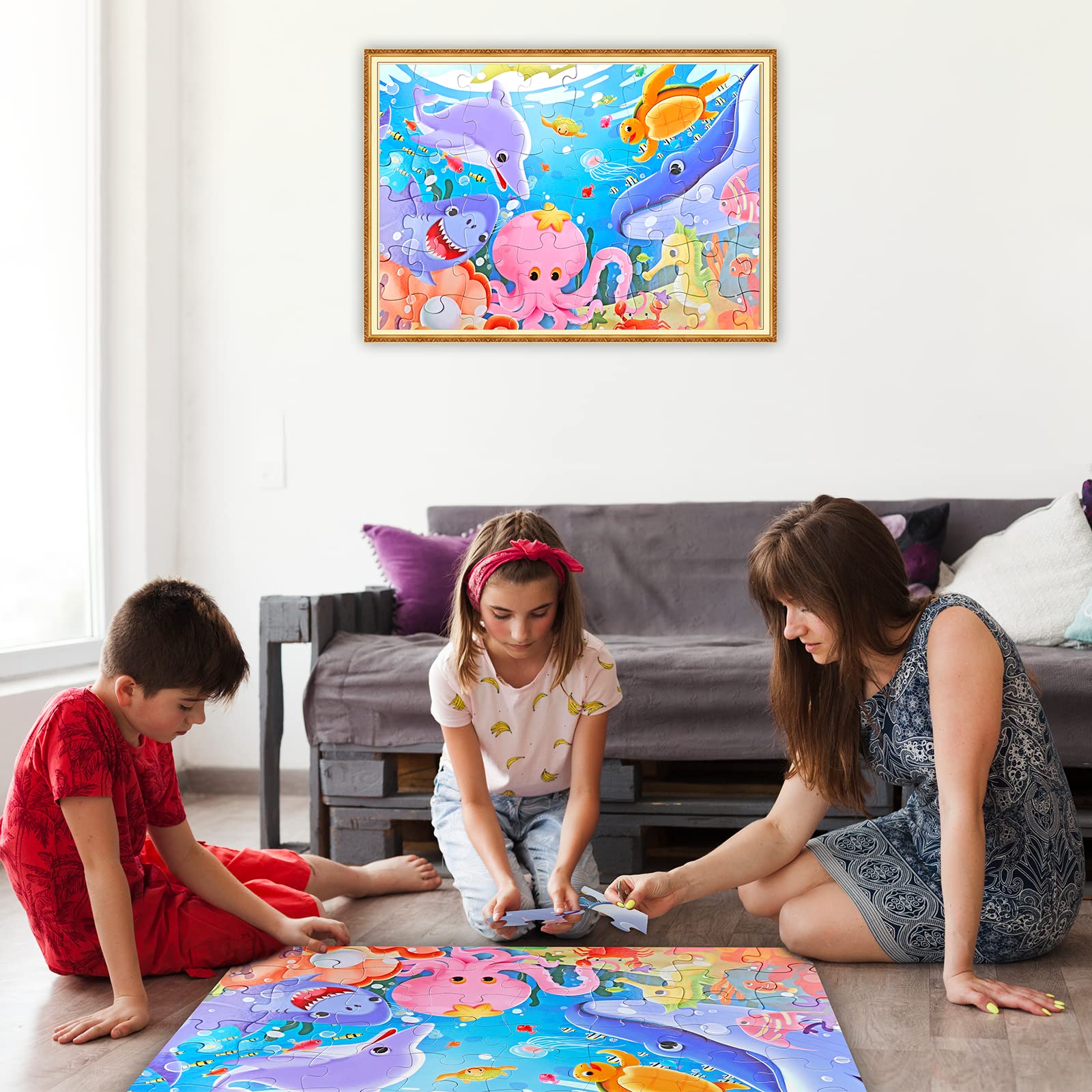 IFLOVE jumbo-floor-puzzle-underwater-scene-easy-clean designed for quick wipe-down after play
