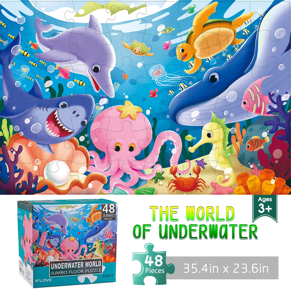 IFLOVE jumbo floor puzzle underwater-scene-main shows a vibrant family scene for imaginative play