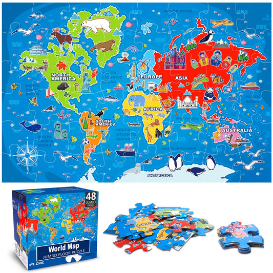 IFLOVE jumbo world map puzzle front view for geography learning