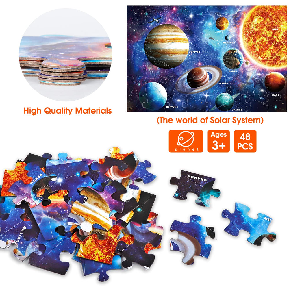 IFLOVE kids playing solar system puzzle during learning activity