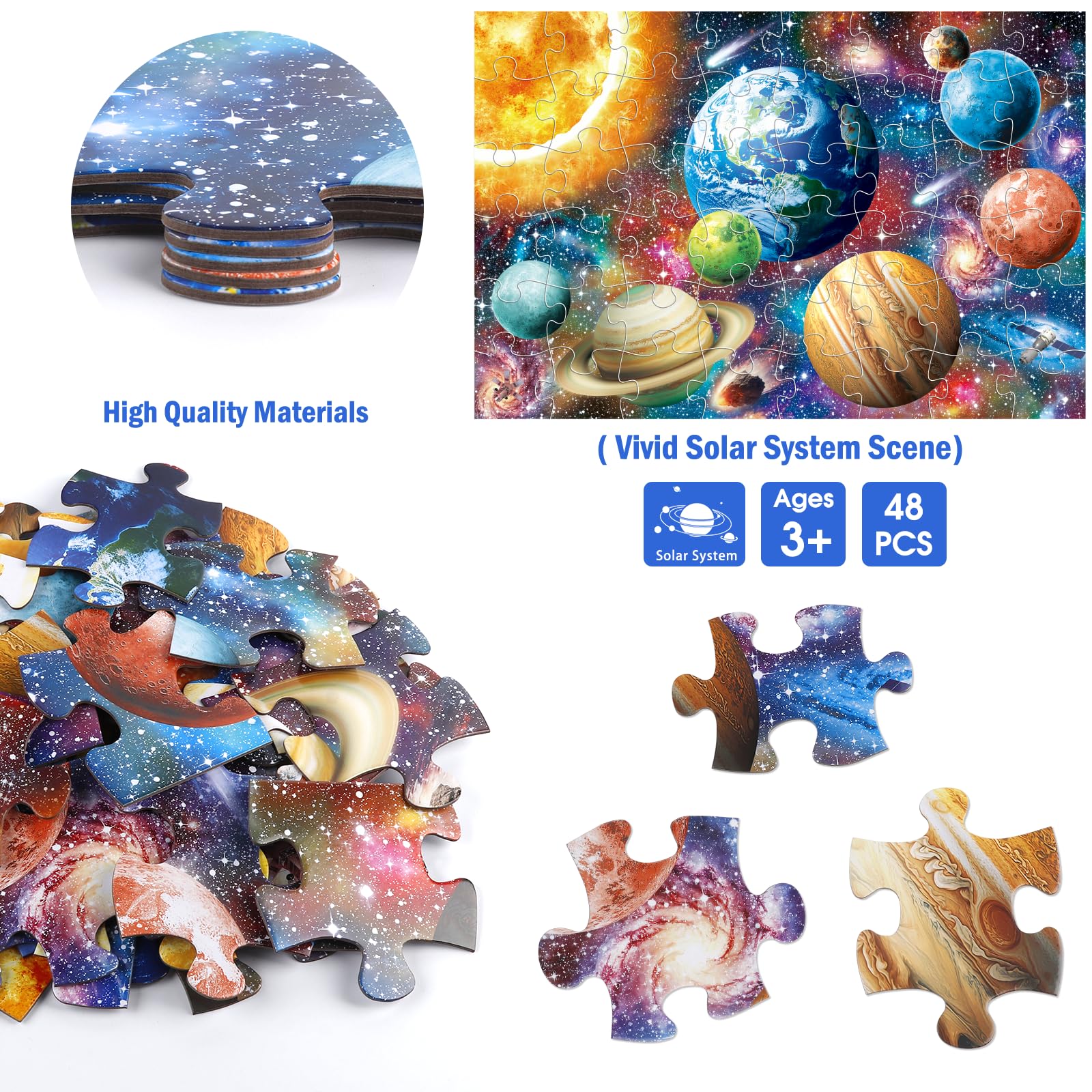 IFLOVE solar system puzzle 48-piece design helps toddlers assemble while learning planetary order