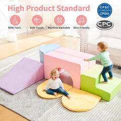 IFNOW yellow semicircular folding pad offers soft landings during play.