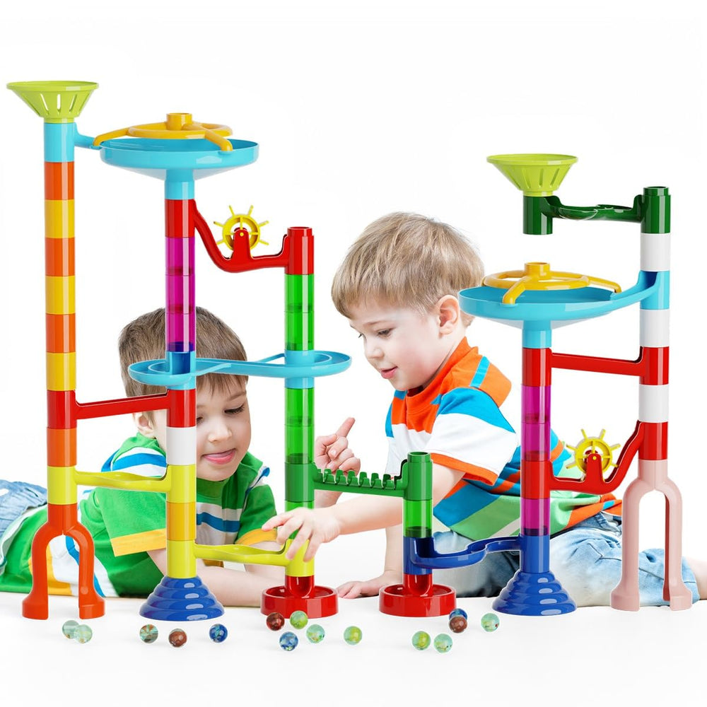 Ifollower Marble Run tower assembly highlights creative building and fine motor skills.