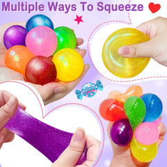 iGeeKid glitter stress ball purple with card for festive learning