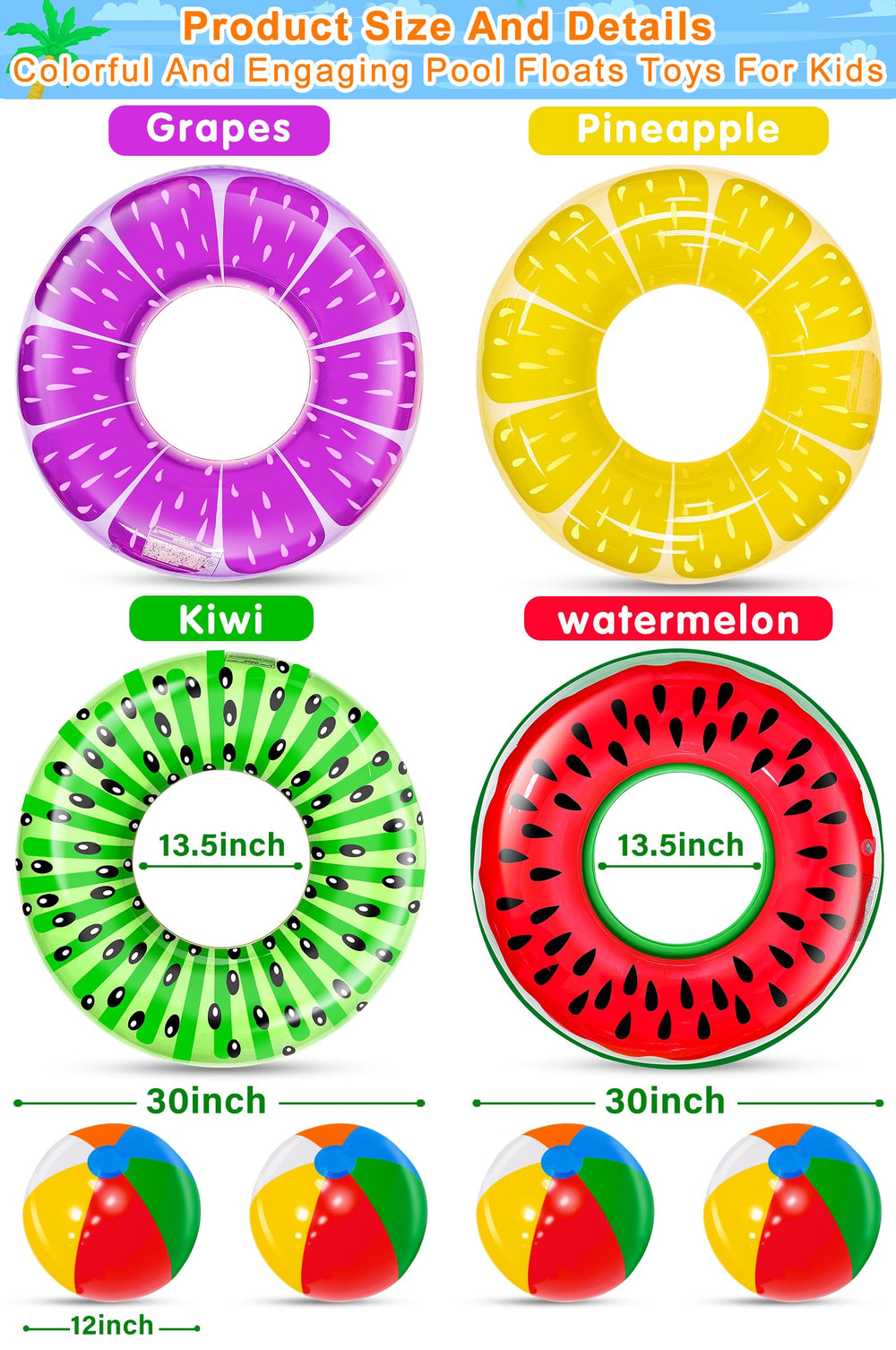 iGeeKid grape pool float for kids, bold colors ideal for pool parties