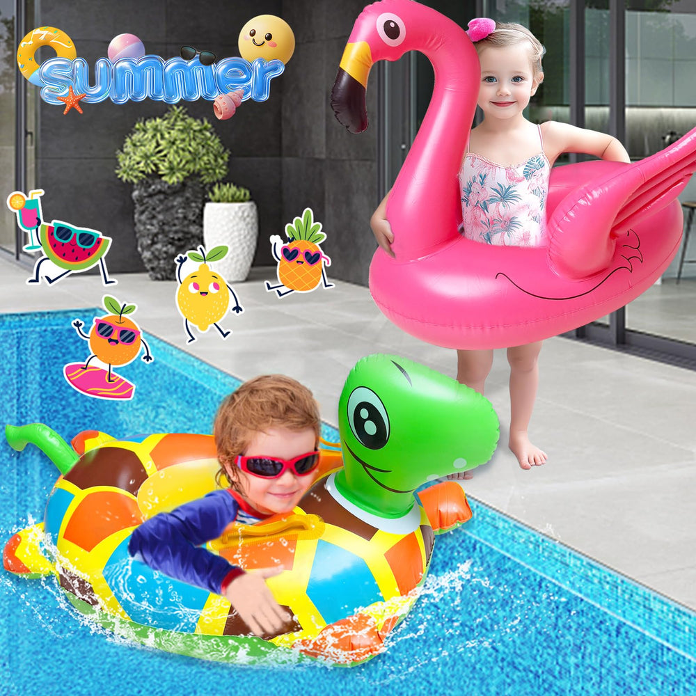 iGeeKid pool float set 4-pack showcases versatile play for beach and pool.