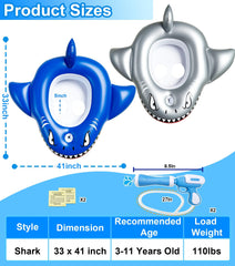 iGeeKid shark pool float silver enabling a two-player water battle.