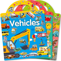 iGetooy sticker books for toddlers in a 3-set cover, ideal for guided play.
