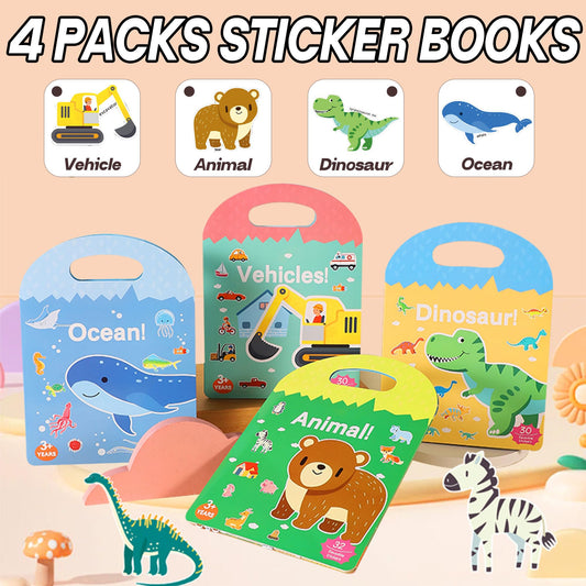 iGetooy 4-set sticker books animals engaging toddlers in learning and recognition.