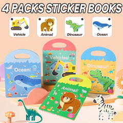 iGetooy 4-set sticker books animals engaging toddlers in learning and recognition.