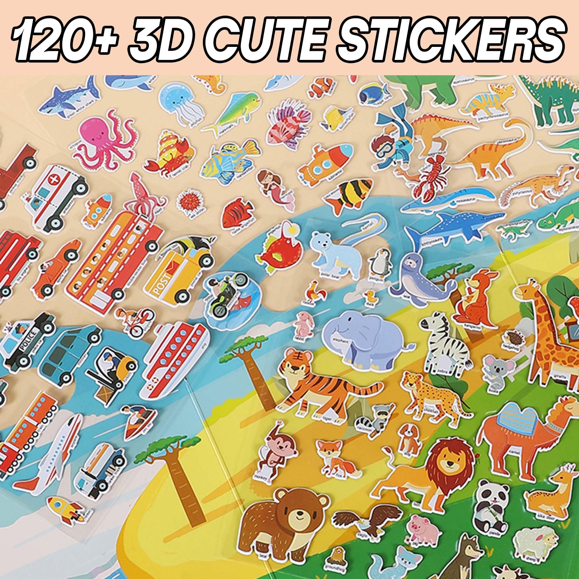 iGetooy 4-set sticker books ocean animals for waterproof surface fun.