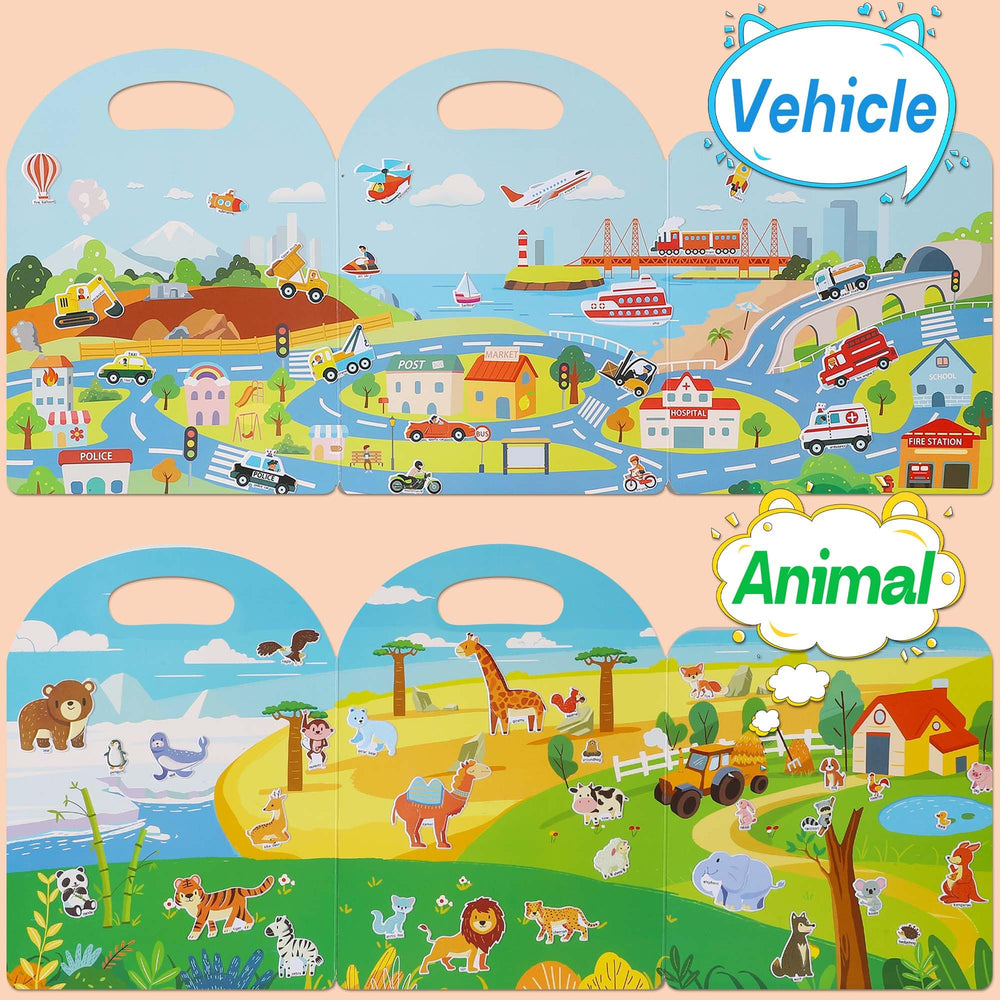 iGetooy portable-handle sticker book easy to carry on trips.