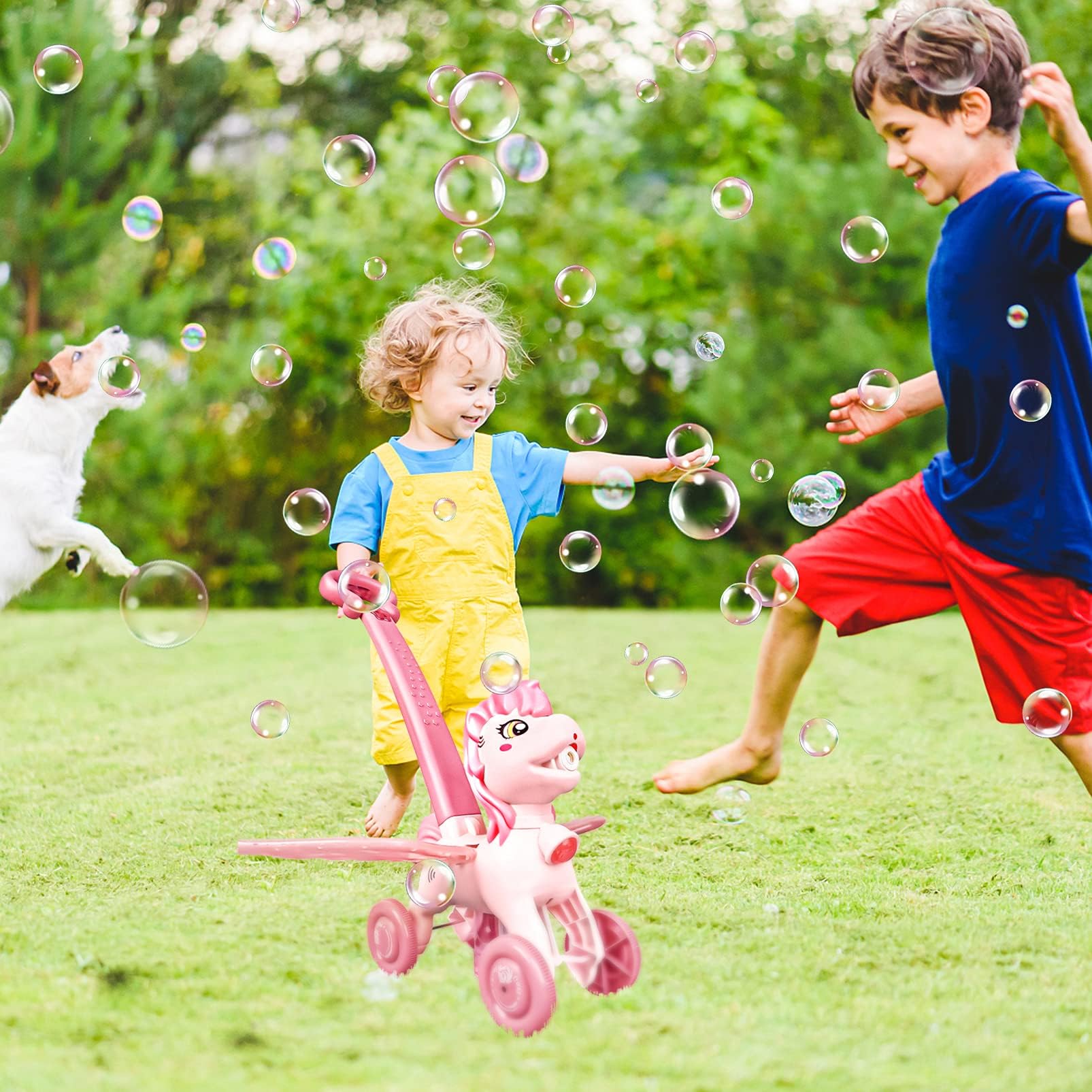 IGINOA battery-operated bubble toy starts with a simple ON/OFF press.