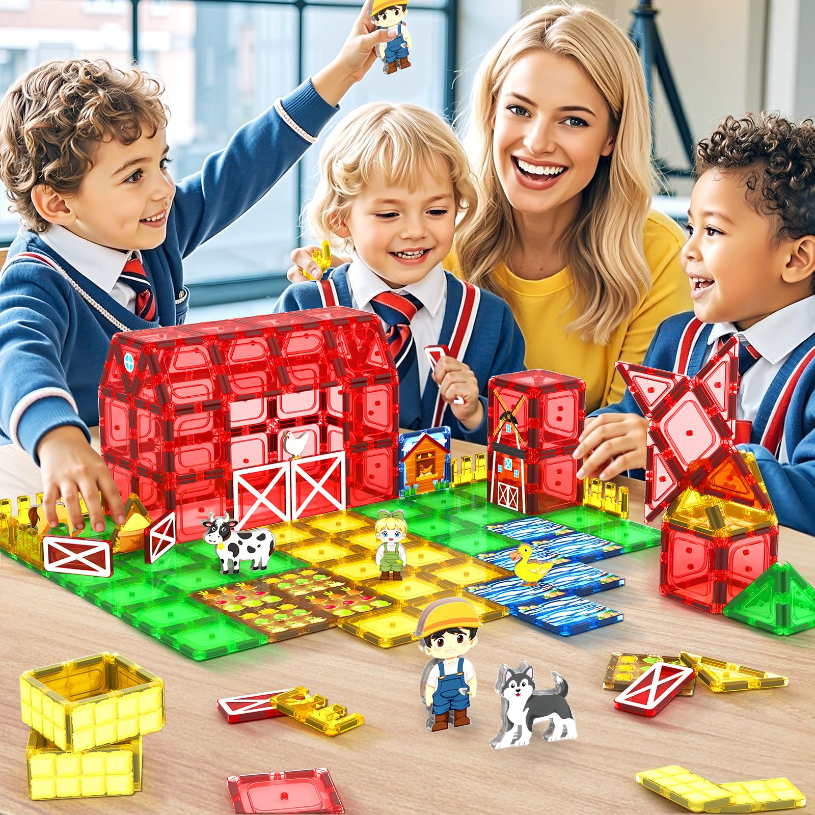 IGIVI farm tiles colorful pieces close-up for tactile sensory exploration.