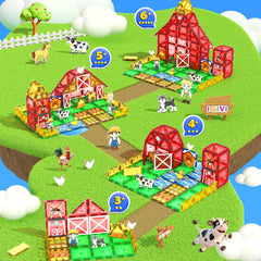 IGIVI farm tiles kids building creative play with magnetic tiles.