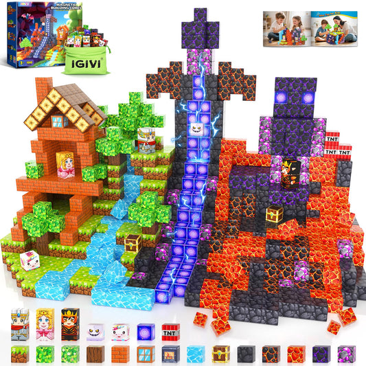 IGIVI Magnetic Blocks forest scene promotes imaginative play and spatial skills.