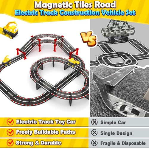 IGIVI magnetic tiles road curves create dynamic routes for imaginative racing.