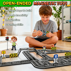 IGIVI magnetic tiles road set compatibility expands your existing sets for bigger builds