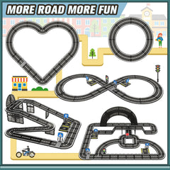 IGIVI magnetic road set traffic signs guide tiny drivers during play.