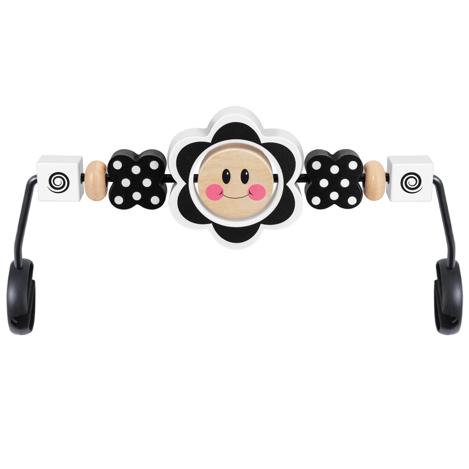 iGRATENS Baby Bjorn Bouncer Toy Bar with black and white flowers to boost visual tracking.