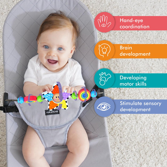 iGRATENS Toy bar clips feature frosted material for secure attachment.