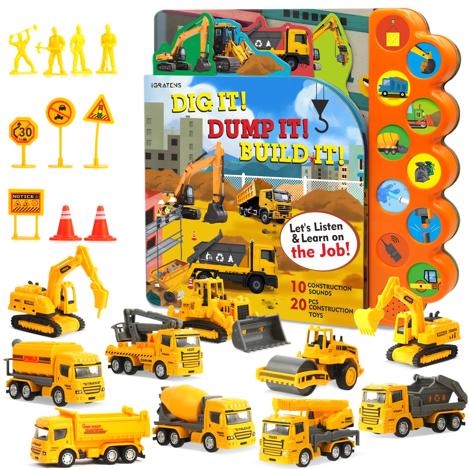 iGRATENS Dig It Dump It Build It front cover with vibrant construction scenes