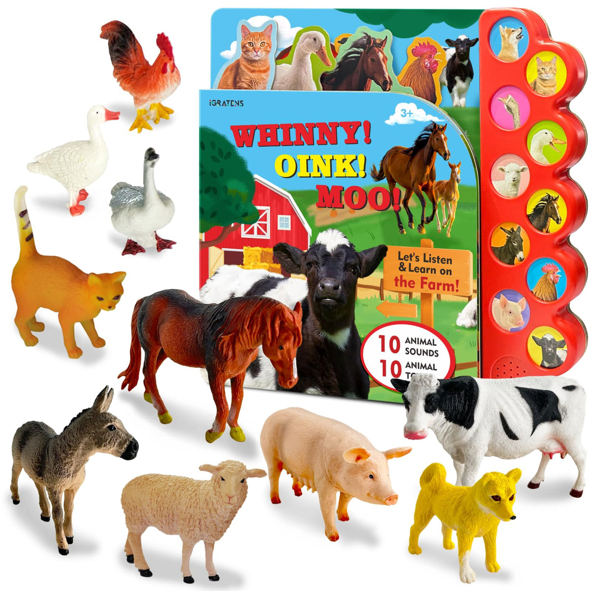 iGRATENS farm animals figures set for imaginative play and early animal recognition.