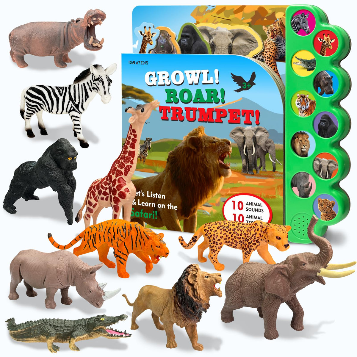 iGRATENS safari zebra figure for imaginative play with durable plastic.