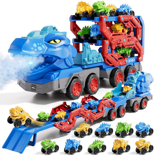 IHaha nine dinosaur cars kit complements the carrier for imaginative pretend play.