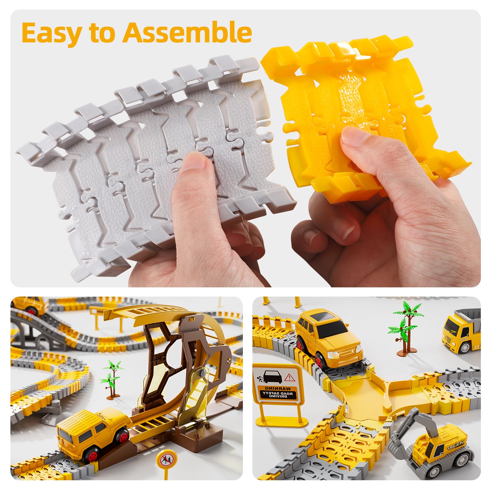 IHAHA mini construction trucks with movable arms for imaginative building.