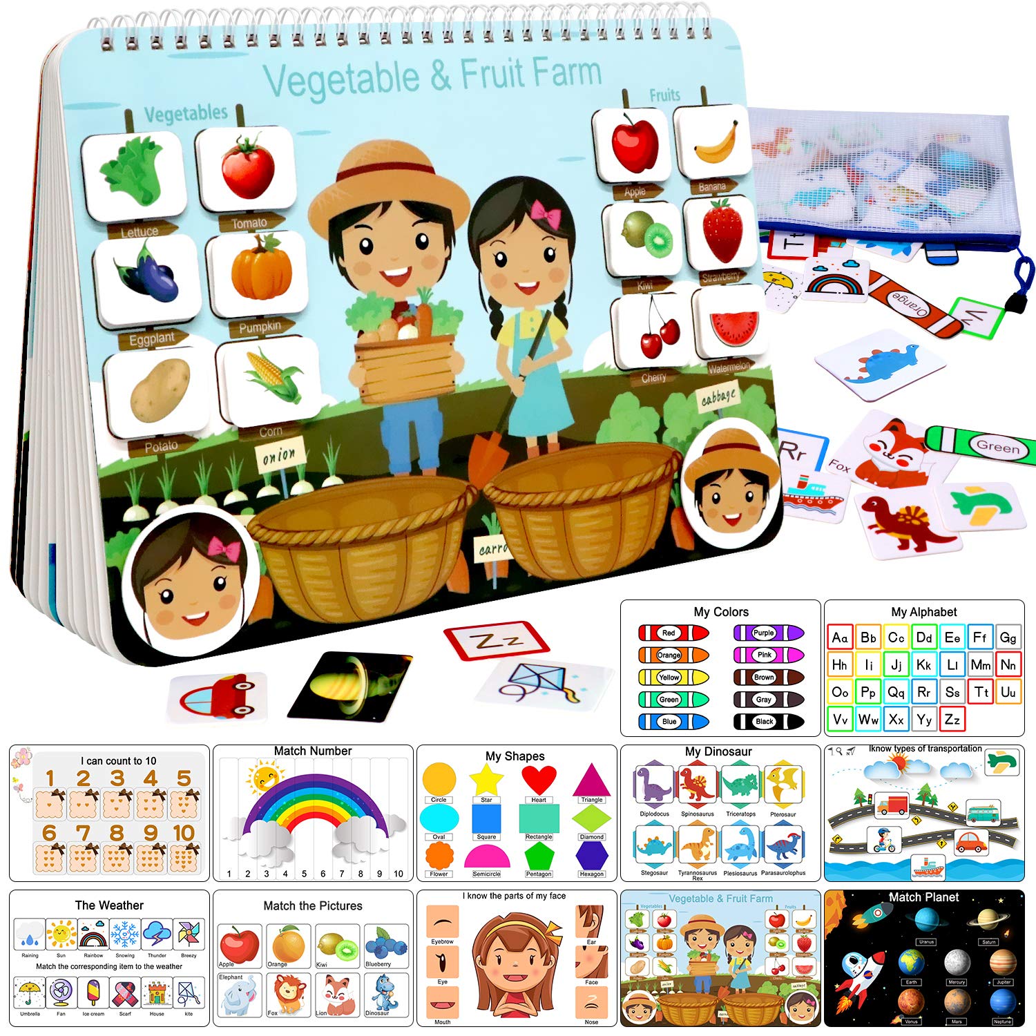 iHarPro Busy Book pages open for tactile exploration and fine motor practice